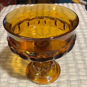 Amber Carnival Glass Compote Dish